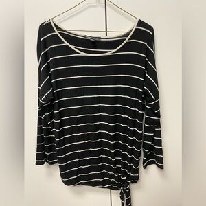 Cable & Gauge Black and White Striped Long Sleeve Top
